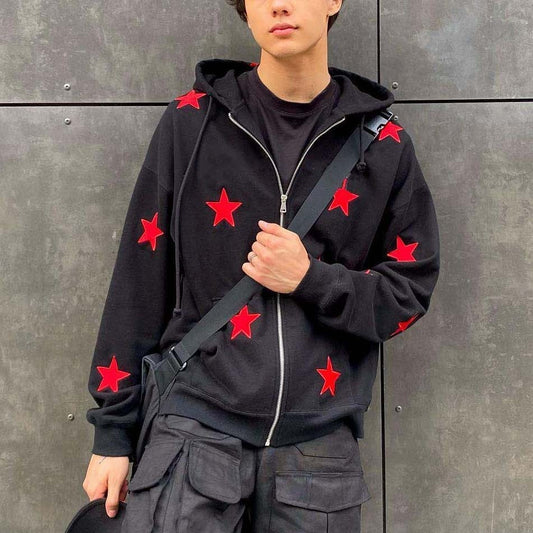 Embroidered Star Oversized Jacket for Mens