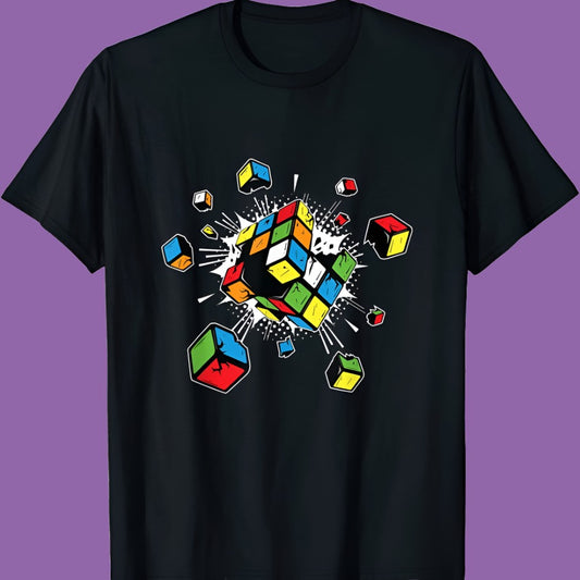 Rubik's Cube Printed Casual T-Shirt for Mens