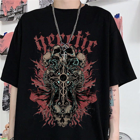 Gothic Style Printed Oversized T-Shirt for Mens frontside 1