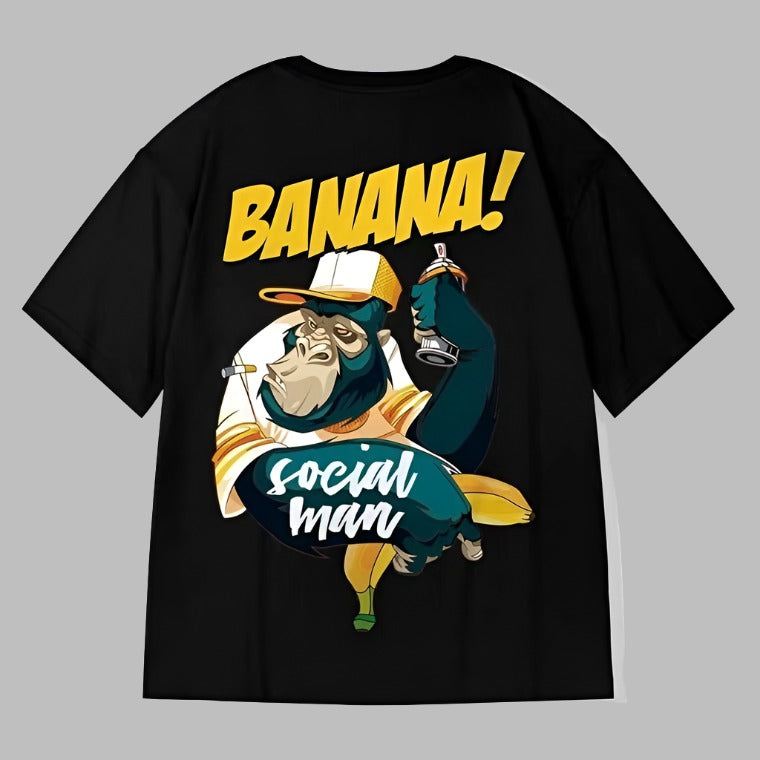 Mens Social Monkey Printed Oversized T-Shirt backside 2
