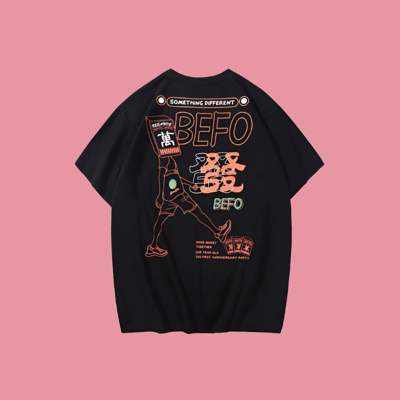 Korean Style Print Casual T-Shirt for Mens backside
