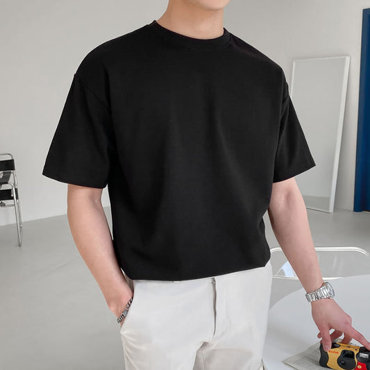 Men's Solid Casual Oversized T-Shirt frontside closeup