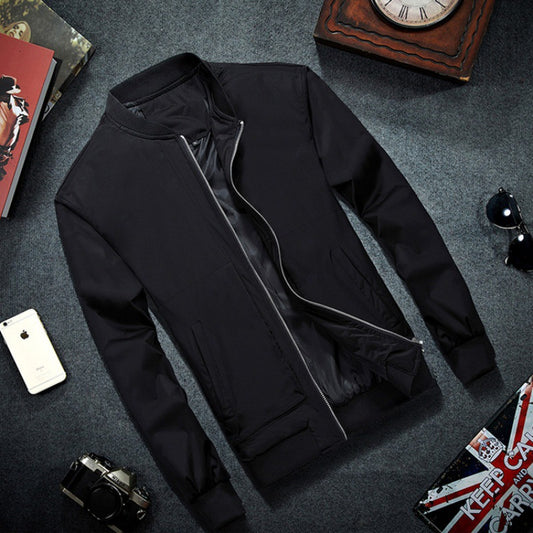 Men's Solid Black Casual Jacket