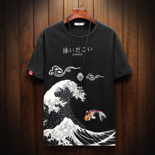 Mens Japanese Classic Printed Oversized T-Shirt 1