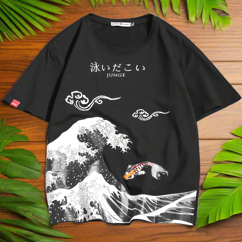 Mens Japanese Classic Printed Oversized T-Shirt 2