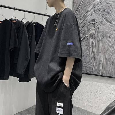 Mens Japanese Style Solid Oversized T-Shirt