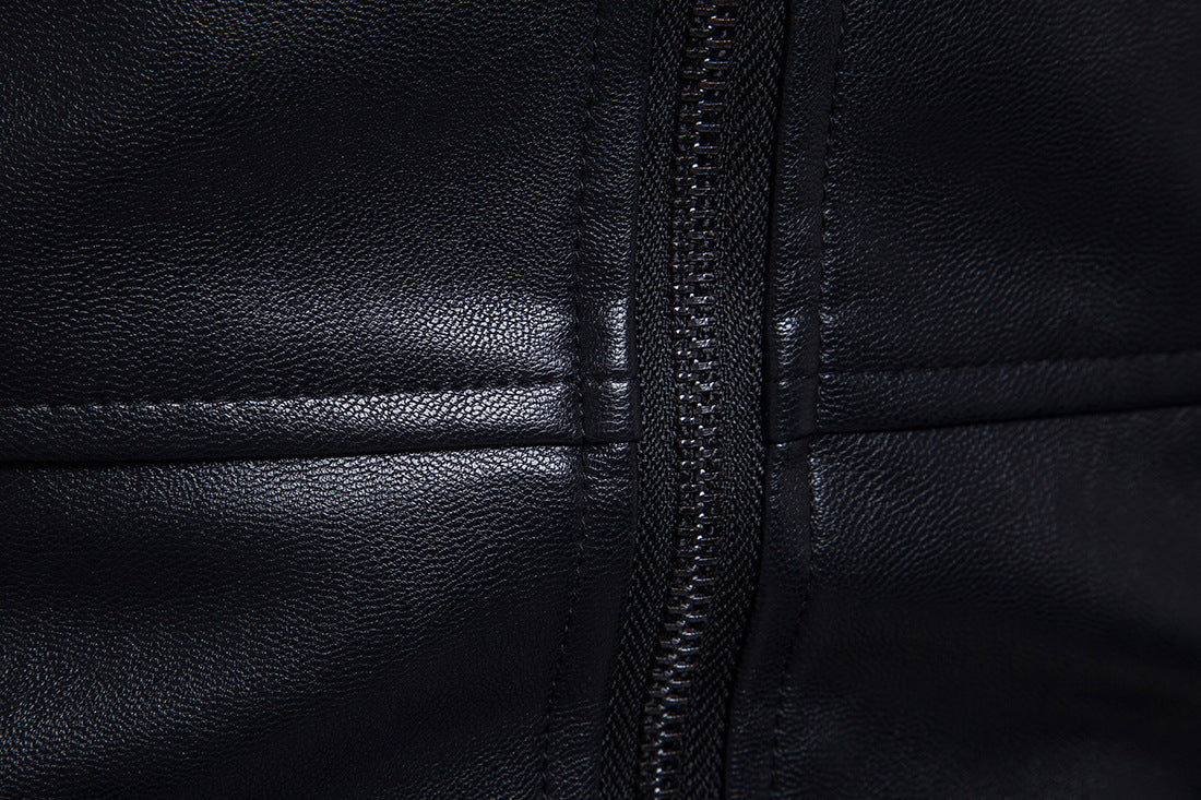 Men's Carli Moto Leather Black Jacket chain