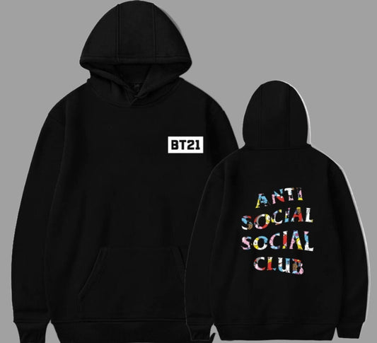 Anti Social Club 2.0 Printed Oversized Hoodie front and back