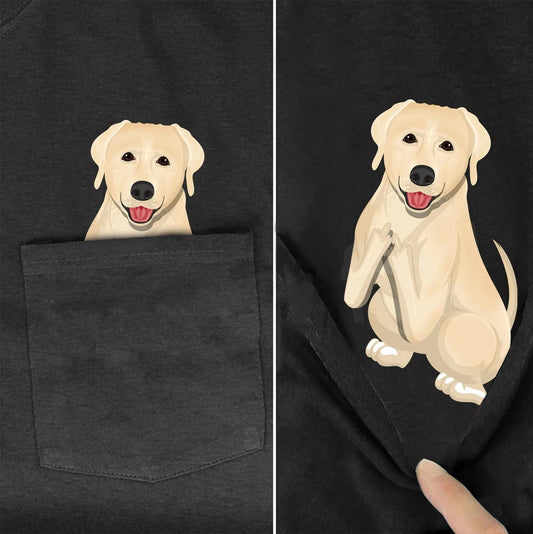 Men's Dog Printed Pocket Oversized T-Shirt lebradore 