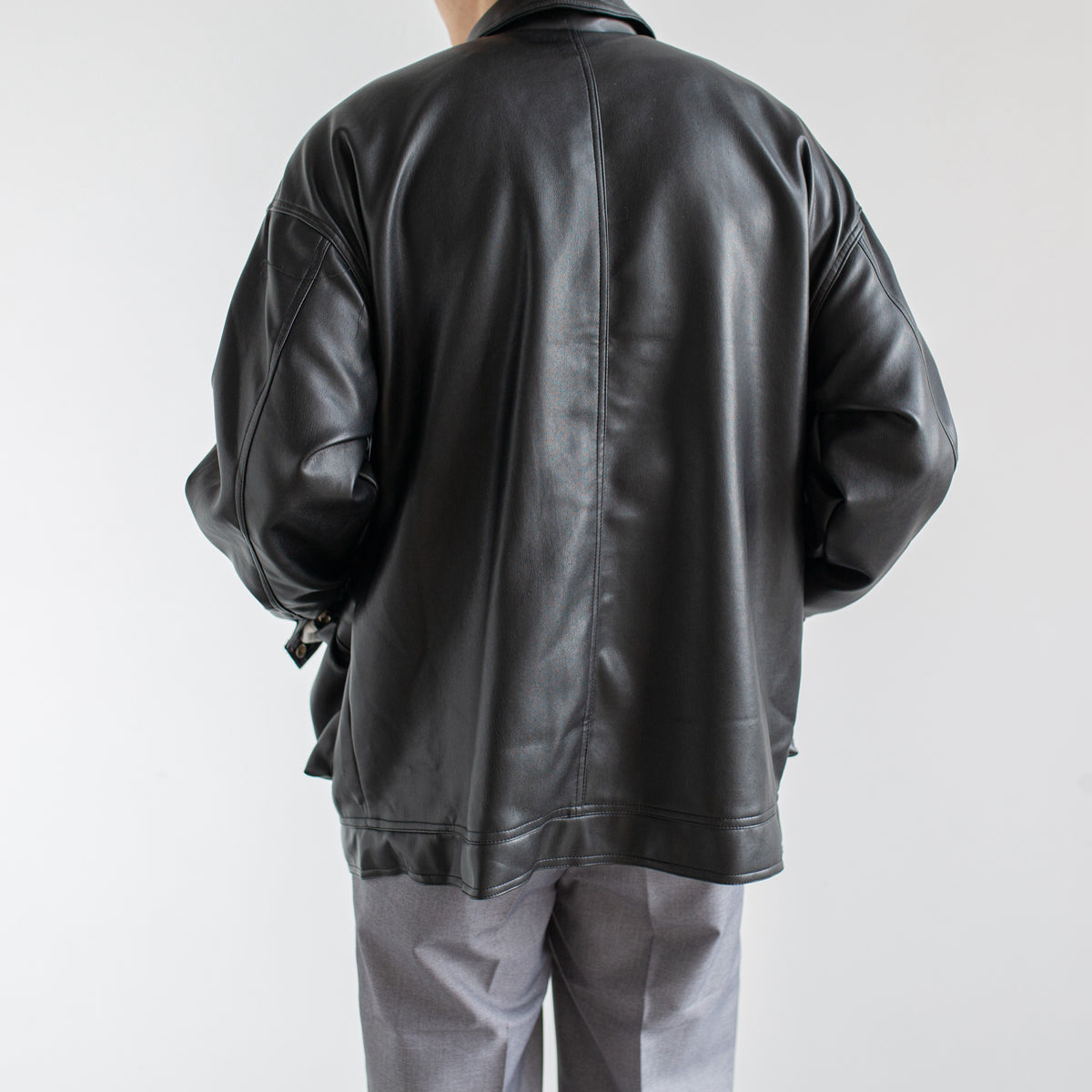 Men's Chic Leather Trendy Jacket  backside