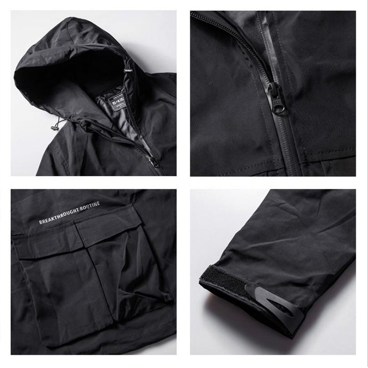 Multifunctional Black Casual Jacket all parts