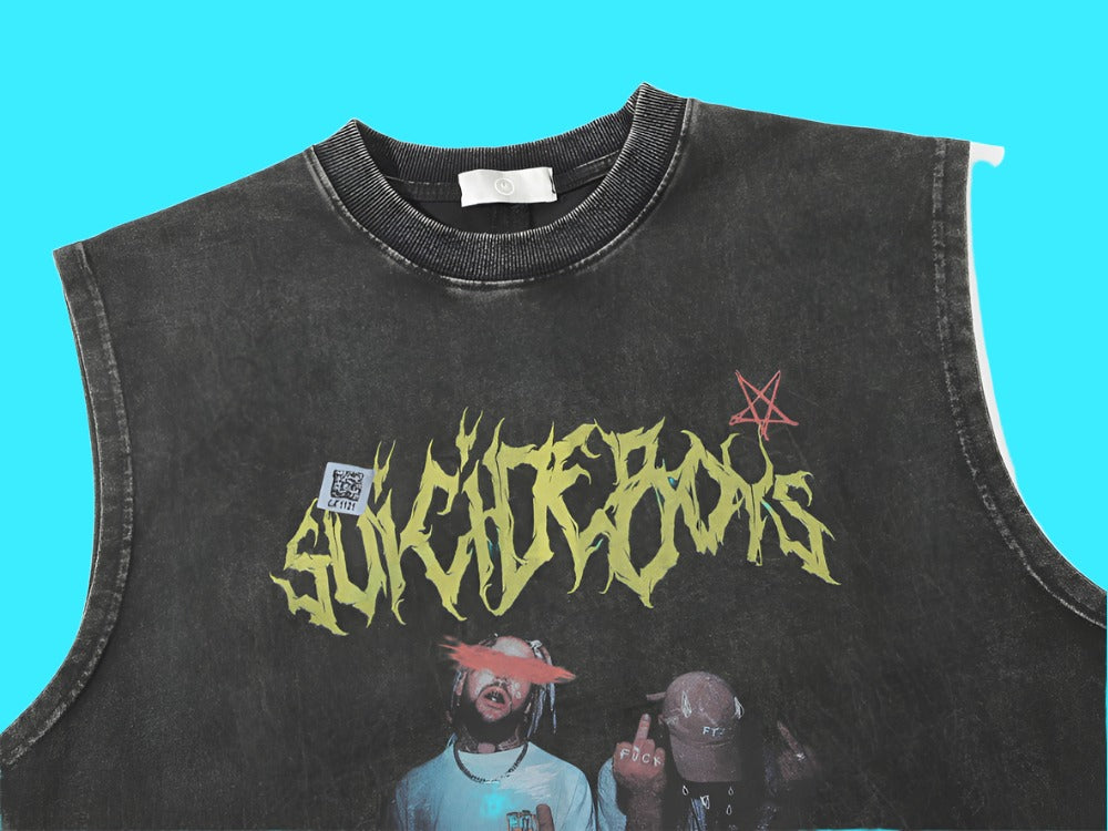 Suicide Boys Printed Oversized Vest collar 