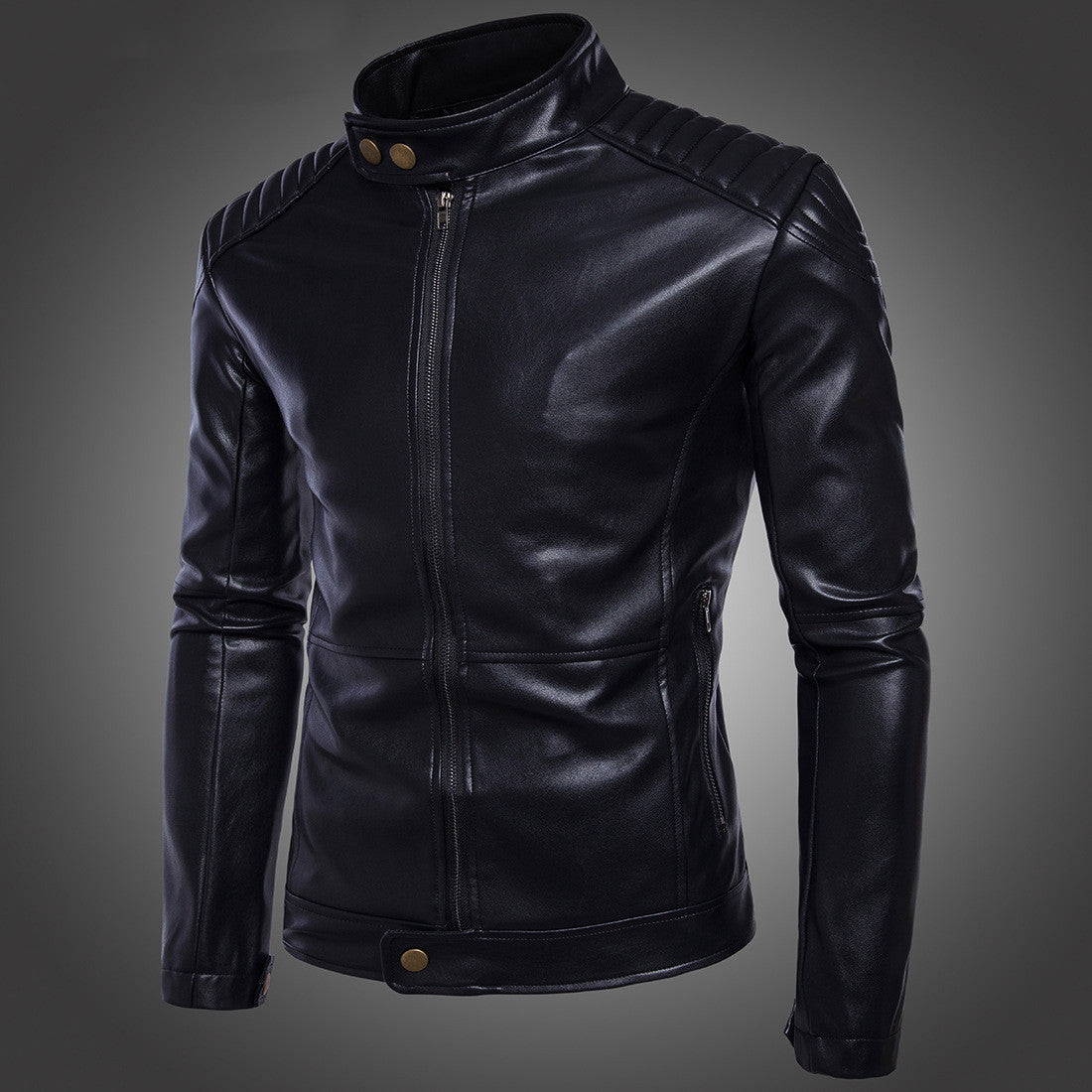 Men's Carli Moto Leather Black Jacket left side