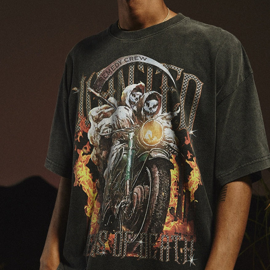 Men's Circus of Death Printed Oversized T-Shirt frontside 2