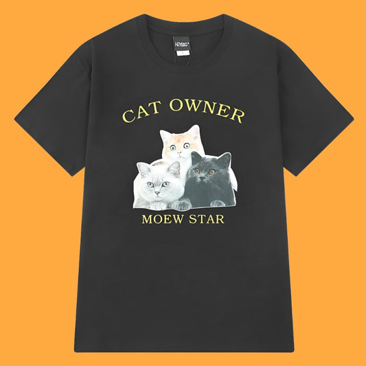 Mens Cat Lovers Printed Oversized T-Shirt frontside