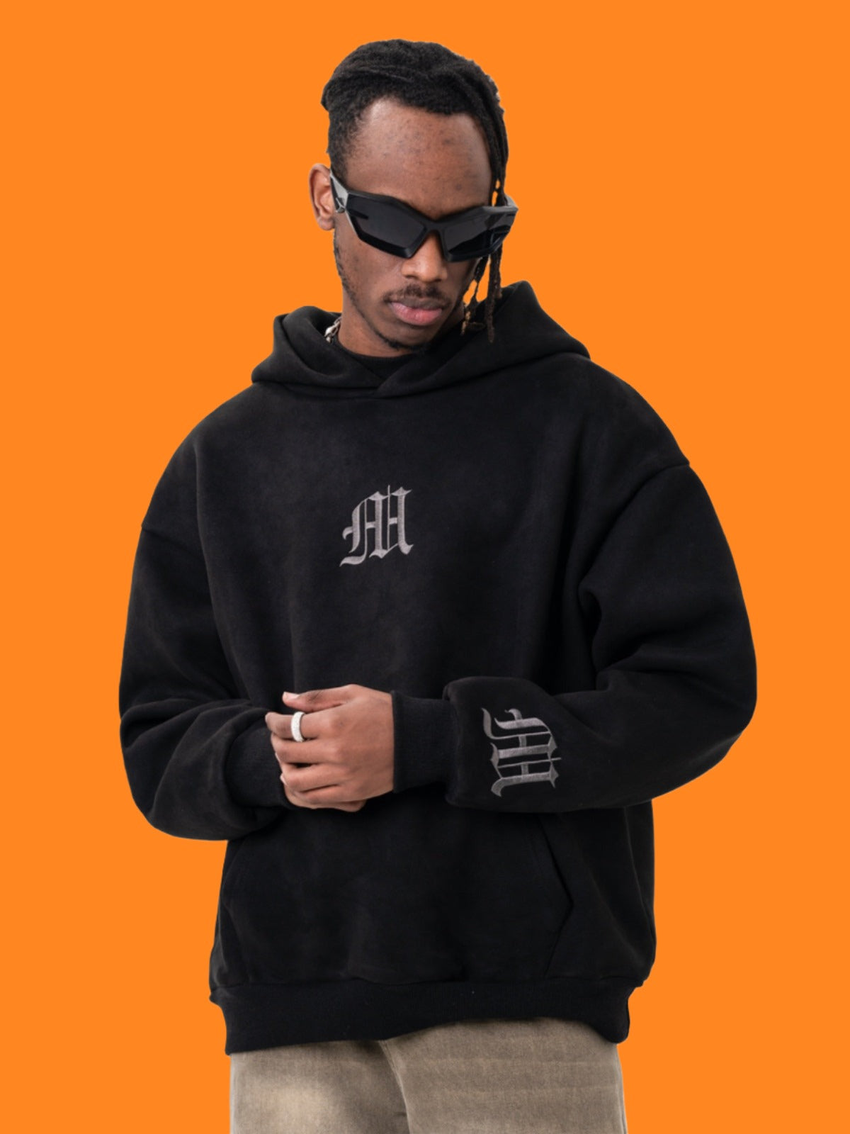 Men's Embroidered Retro Oversized Hoodie with men