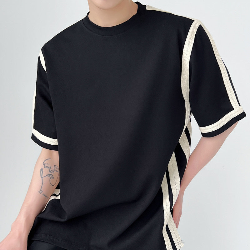 Black And White Paneled Oversized T-Shirt frontside 3