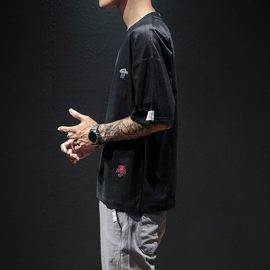 Embroidered Design Oversized T-Shirt for Mens