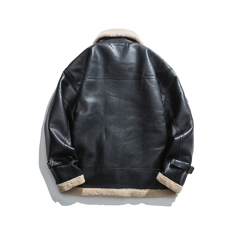 Classic Leather Oversized Jacket backside