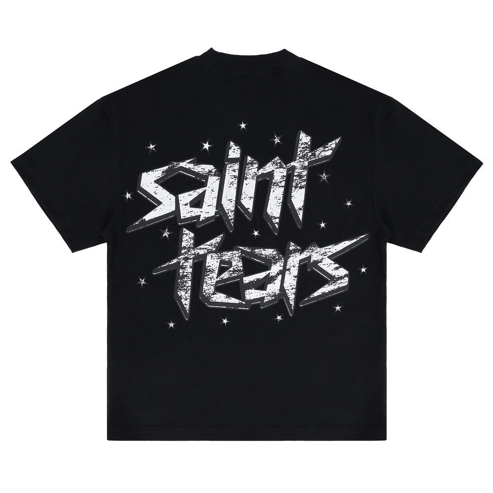 Saint Tears Printed Oversized T-Shirt for Mens backside