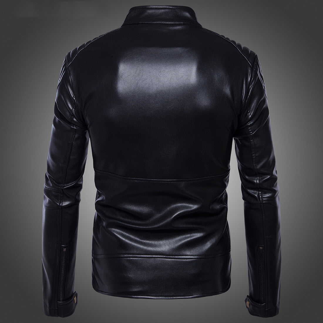 Men's Carli Moto Leather Black Jacket backside