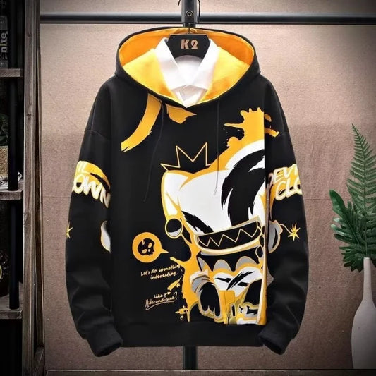 Anime Fleece-lined Thickened Hoodie for Mens [black hoodie mens and essential black hoodies] 