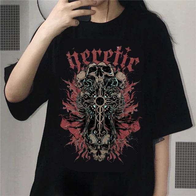 Gothic Style Printed Oversized T-Shirt for Mens [black graphic tees, custom t shirts, graphic tees, custom tee shirts, t shirt outlet and oversized t shirt] with model 1