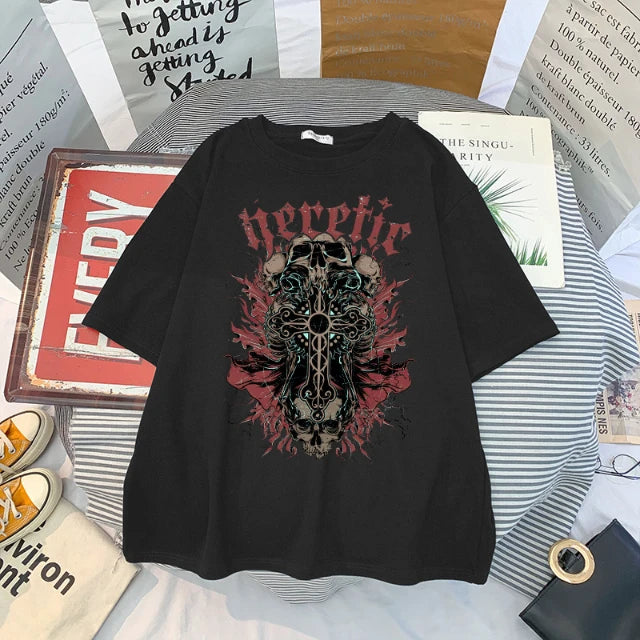 Gothic Style Printed Oversized T-Shirt for Mens [black graphic tees, custom t shirts, graphic tees, custom tee shirts, t shirt outlet and oversized t shirt] 