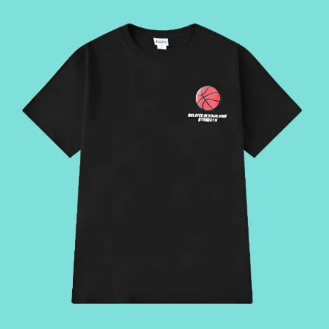 Hong Kong Style Basketball Printed Oversized T-Shirt [black graphic tees, custom t shirts, graphic tees, custom tee shirts, t shirt outlet and oversized t shirt] frontside