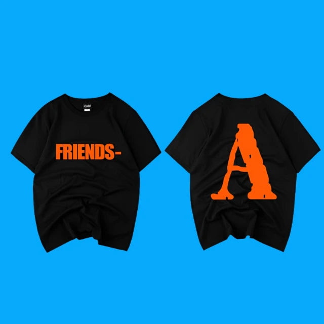 Mens Friends-A Printed Oversized T-Shirt [black graphic tees, custom t shirts, graphic tees, custom tee shirts, t shirt outlet and oversized t shirt] front and back