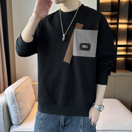 Round Neck Bottoming Casual Oversized Sweatshirt frontside with men 