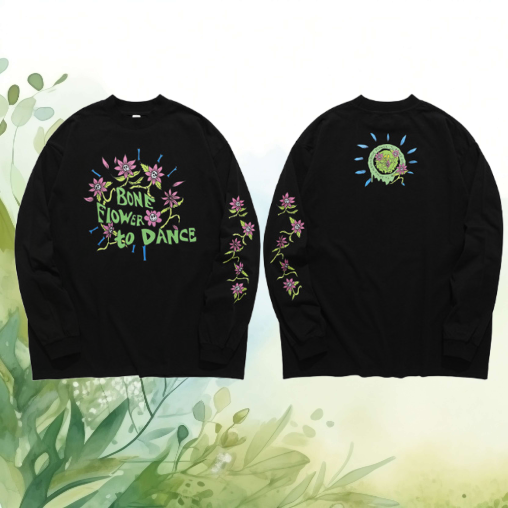 Bone Flowers to Dance Printed Oversized Sweatshirt front and back 