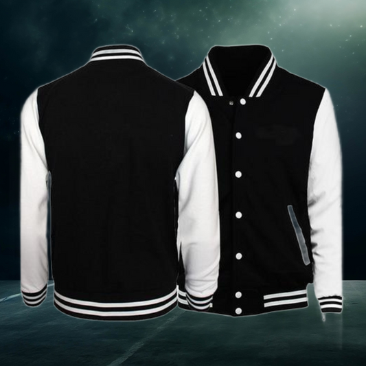 Men's Casual Baseball Jacket front and back 