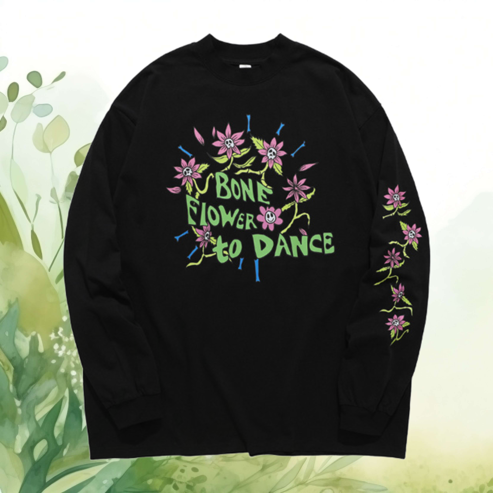 Bone Flowers to Dance Printed Oversized Sweatshirt 
