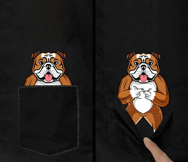 Men's Dog Printed Pocket Oversized T-Shirt pit bull