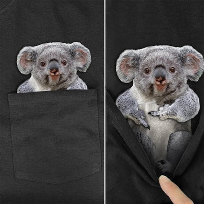 Koala In Pocket Printed Oversized T-Shirt 