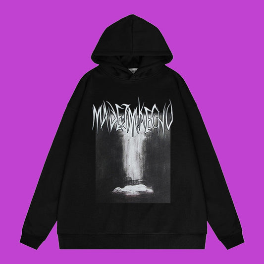 Abstract Printed Oversized Hoodie for Men frontside