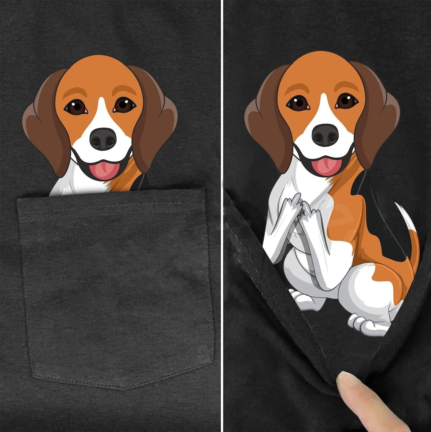 Men's Dog Printed Pocket Oversized T-Shirt beagle 