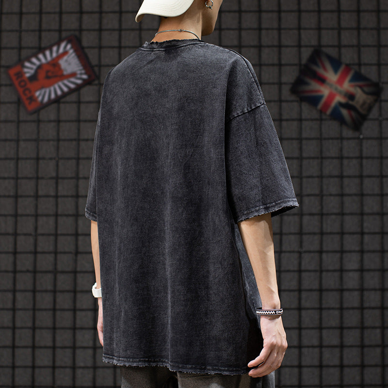 Men's Classic Solid Oversized T-Shirt backside with men