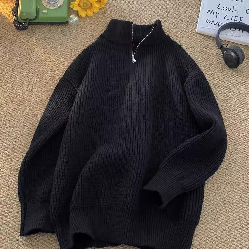 Men's Half Zip Turtleneck Knitted Sweatshirt