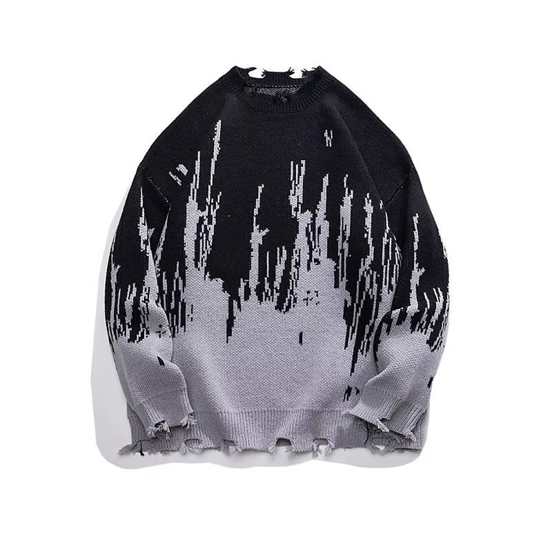 Mens Knitted Ripped Oversized Sweatshirt
