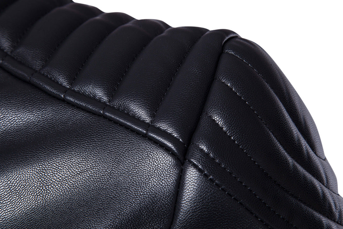 Men's Carli Moto Leather Black Jacket shoulders