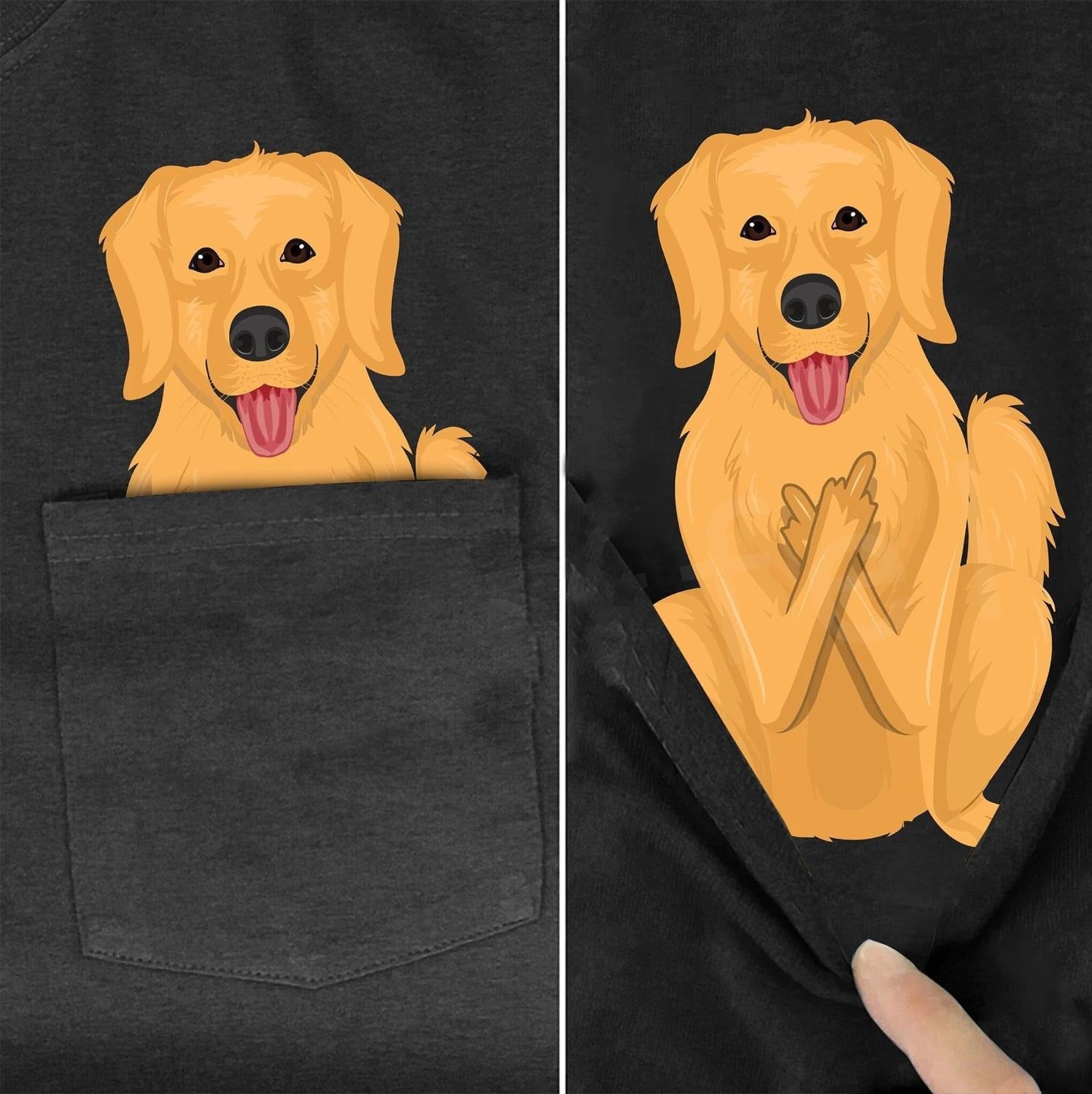 Men's Dog Printed Pocket Oversized T-Shirt Golden retriever 