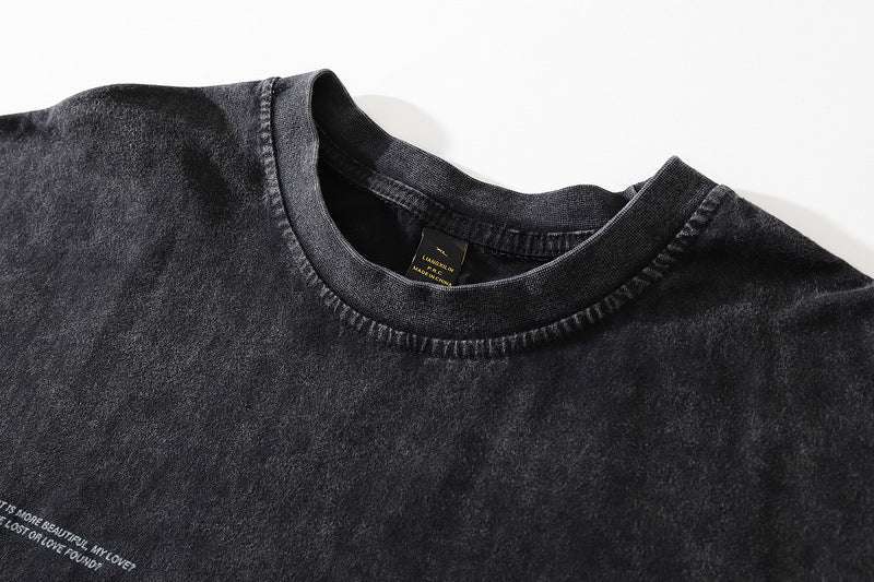 Men's Digital Printed Backbone Oversized T-Shirt collar