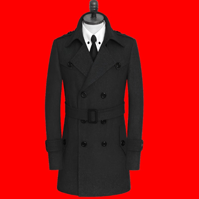 Classic Gangster Long Coat for Mens frontside 