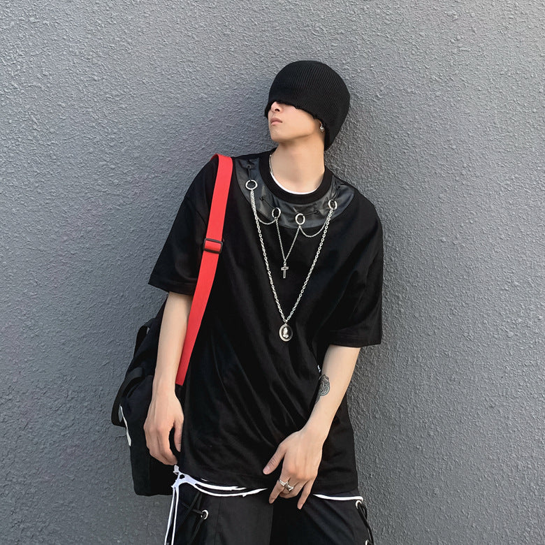 Street Fashion Solid Oversized T-Shirt with men 4
