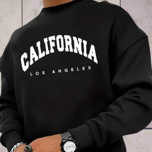 Men's California Printed Oversized Sweatshirt frontside colseup