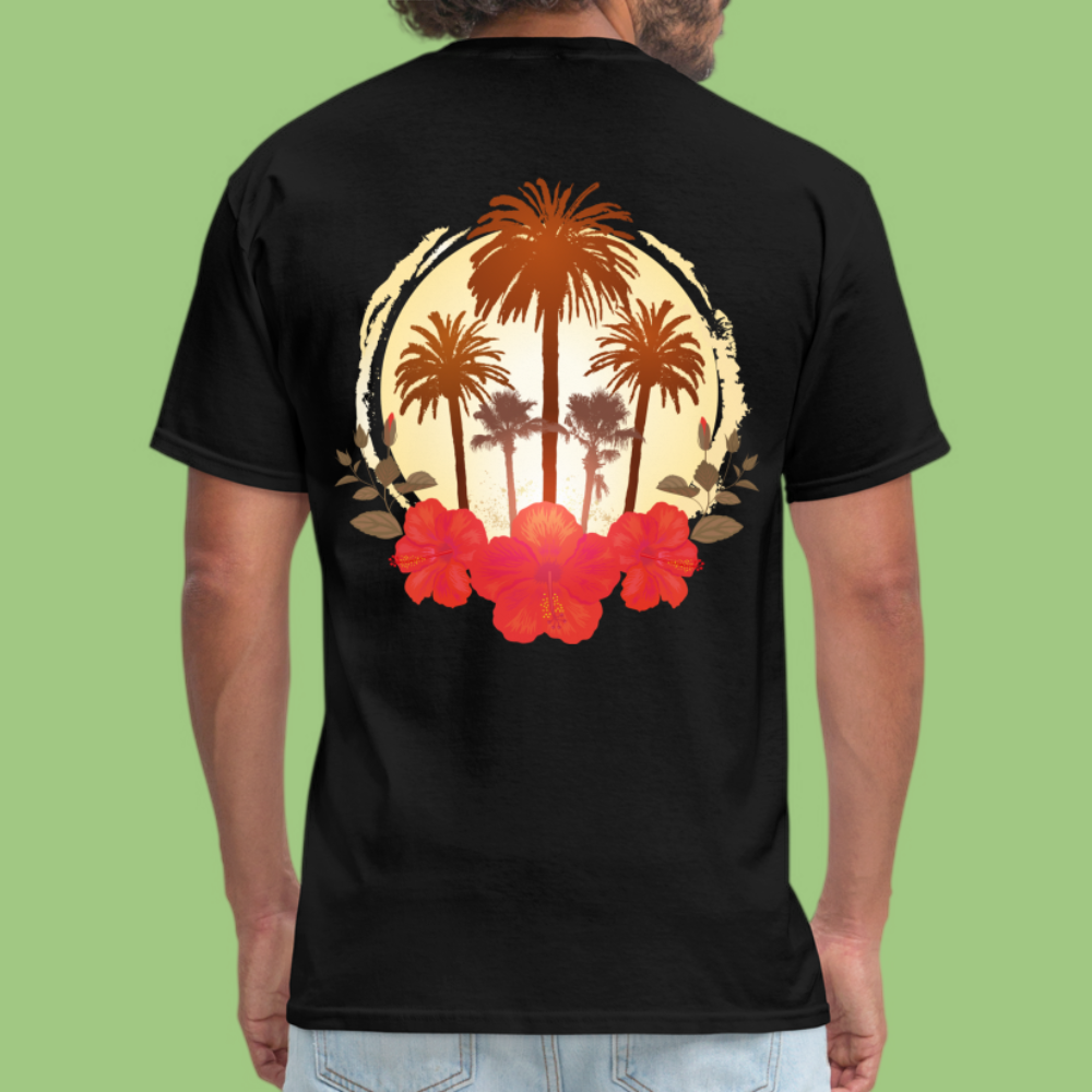 Hawaii Printed Slim Fit T-Shirt backside with men 2
